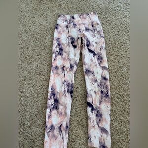 Abstract Marble Print Leggings in Blush and Charcoal